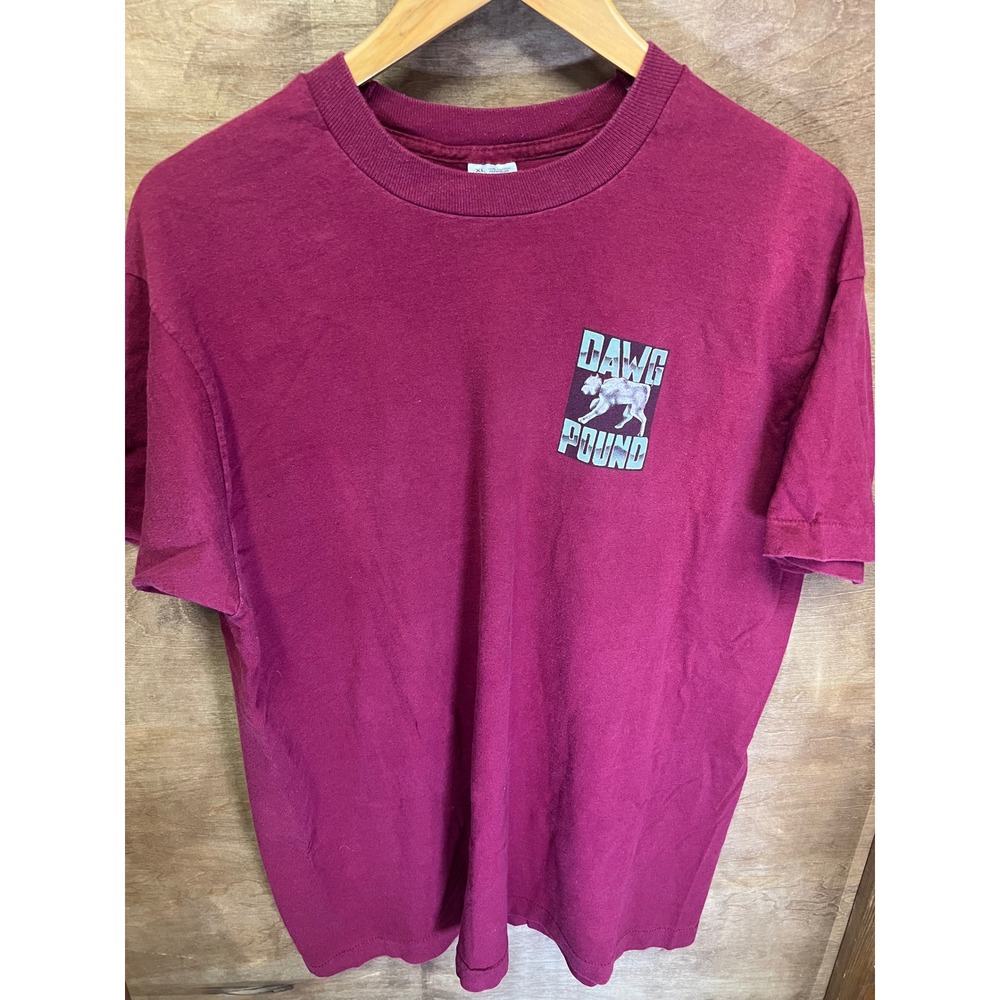 Vintage 1994 Dawg Pound Large & Charge Pitbull T Shirt XL Maroon Single Stitch - Picture 3 of 4